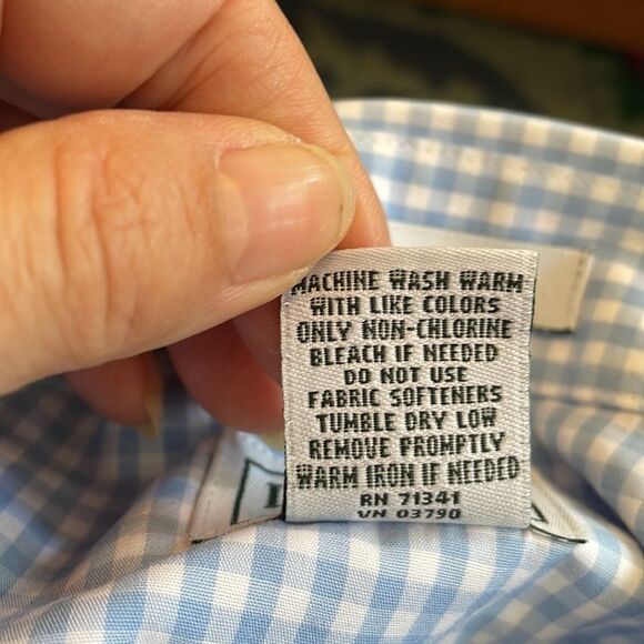 L.L.Bean light blue & white check cotton short sleeve shirt - Picture 8 of 8